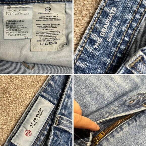 AG Adriano Goldschmied Mens the graduate tailored leg jeans sz 32x28 blue jeans - Picture 8 of 12